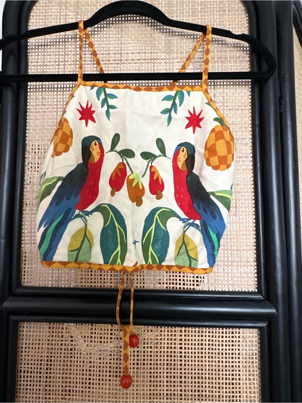 FARM Rio Tropical Parrot Crop Top in White, Red, Blue & Green